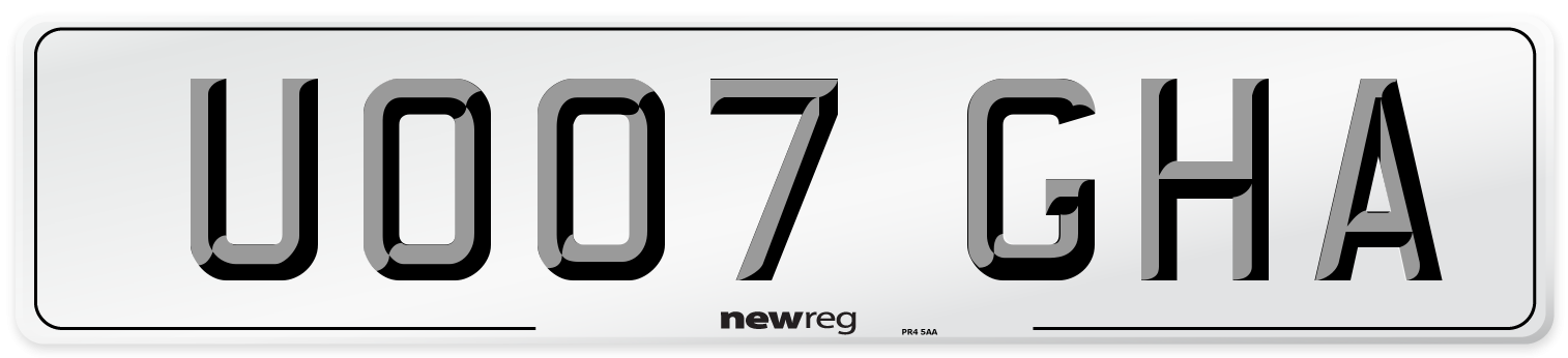 UO07 GHA Number Plate from New Reg